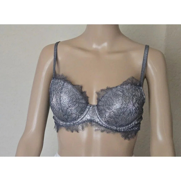 Victoria's Secret Other - Victoria’s Secret Dream Angels Lightly Lined Demi Bra lace pewter Size 36B